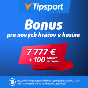 Tipsport bonus pre nových hráčov až 7 777 € + 100 free spinov - 300x300