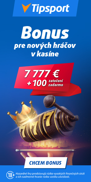 Tipsport bonus pre nových hráčov až 7 777 € + 100 free spinov - 300x600