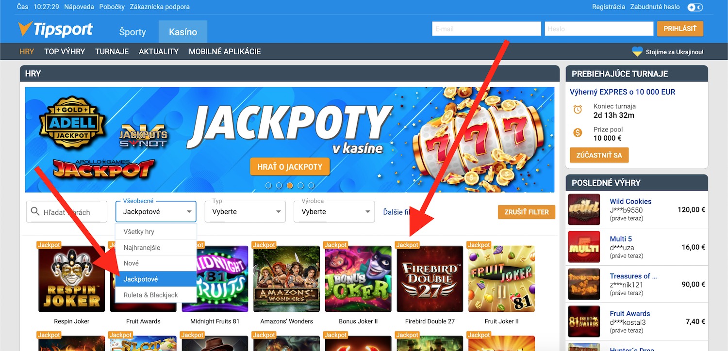 Bagaimana menemukan mesin jackpot di Tipport Casino