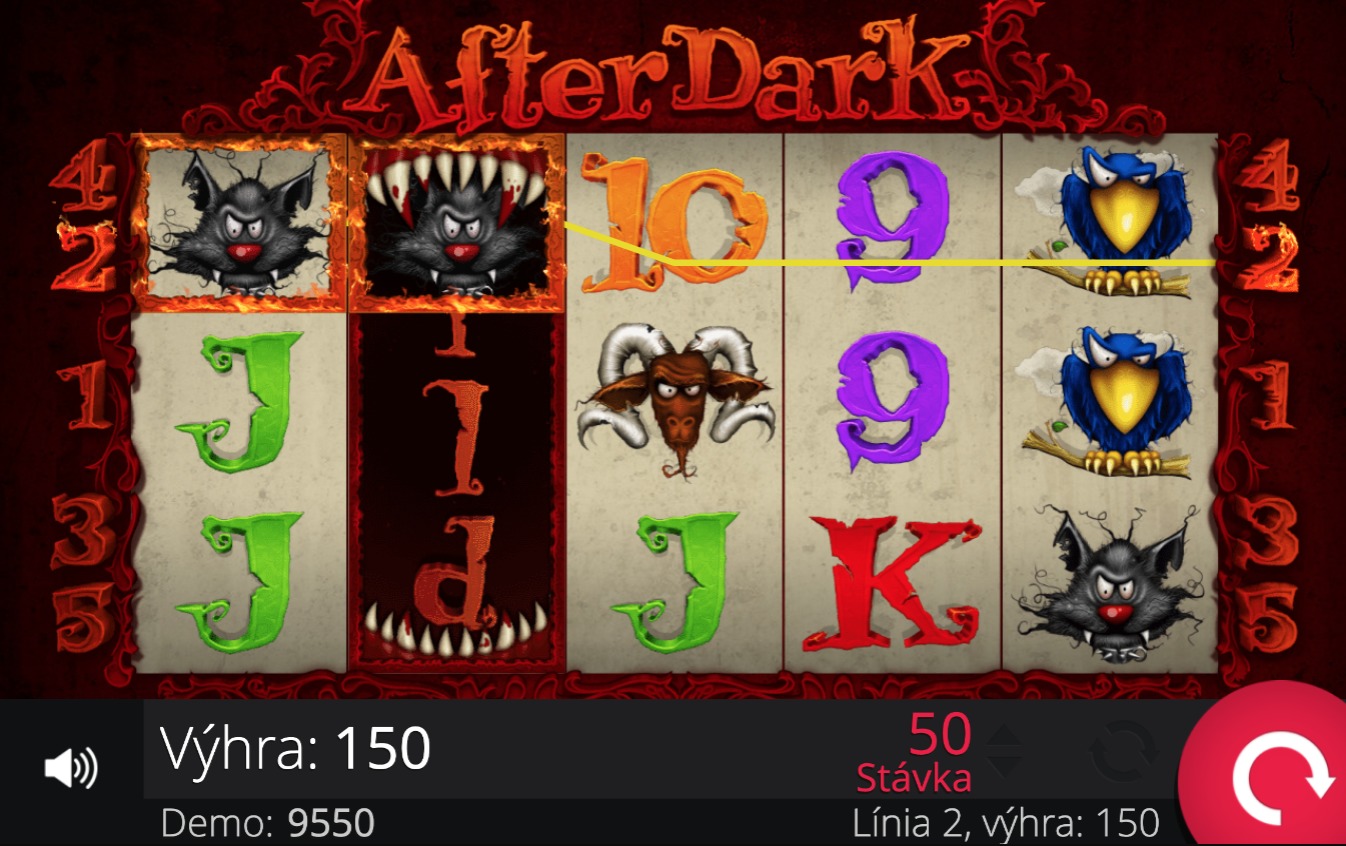 Online automat After Dark od e-gaming - ukážka valcov