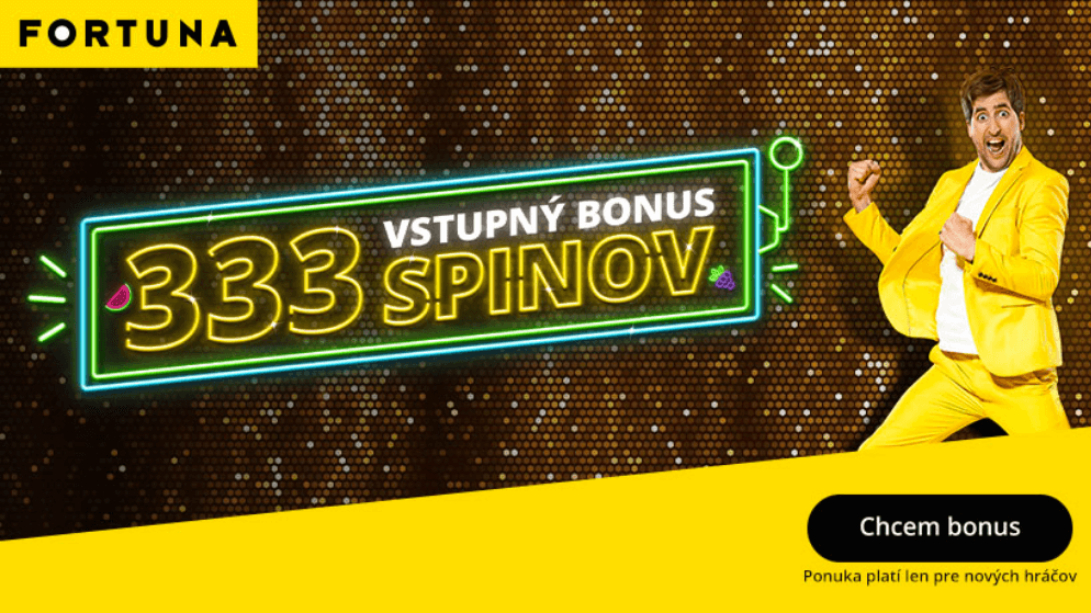 Vstupný bonus 333 free spinov v online casino Fortuna